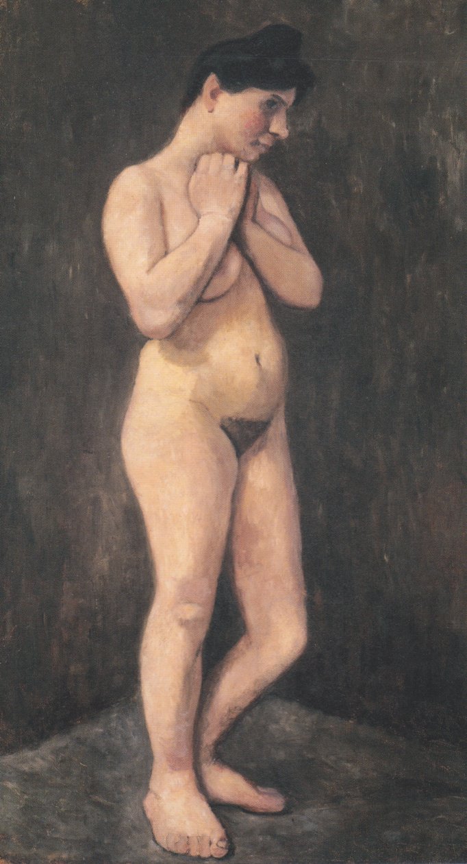 Stehender weiblicher Akt, die Arme vor die Brust gelegt von Paula Modersohn Becker