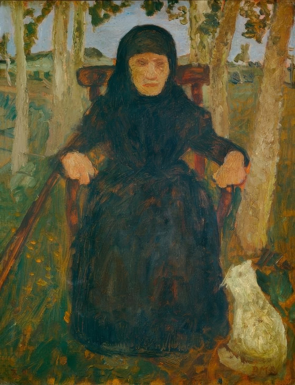 Sitzende Alte mit Katze von Paula Modersohn Becker