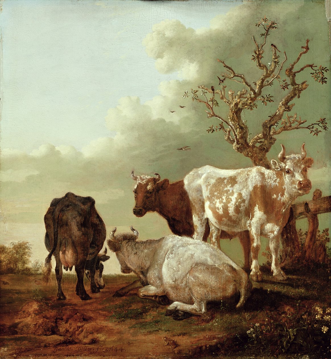 Vier Kühe auf einer Wiese, 1644 von Paulus Potter