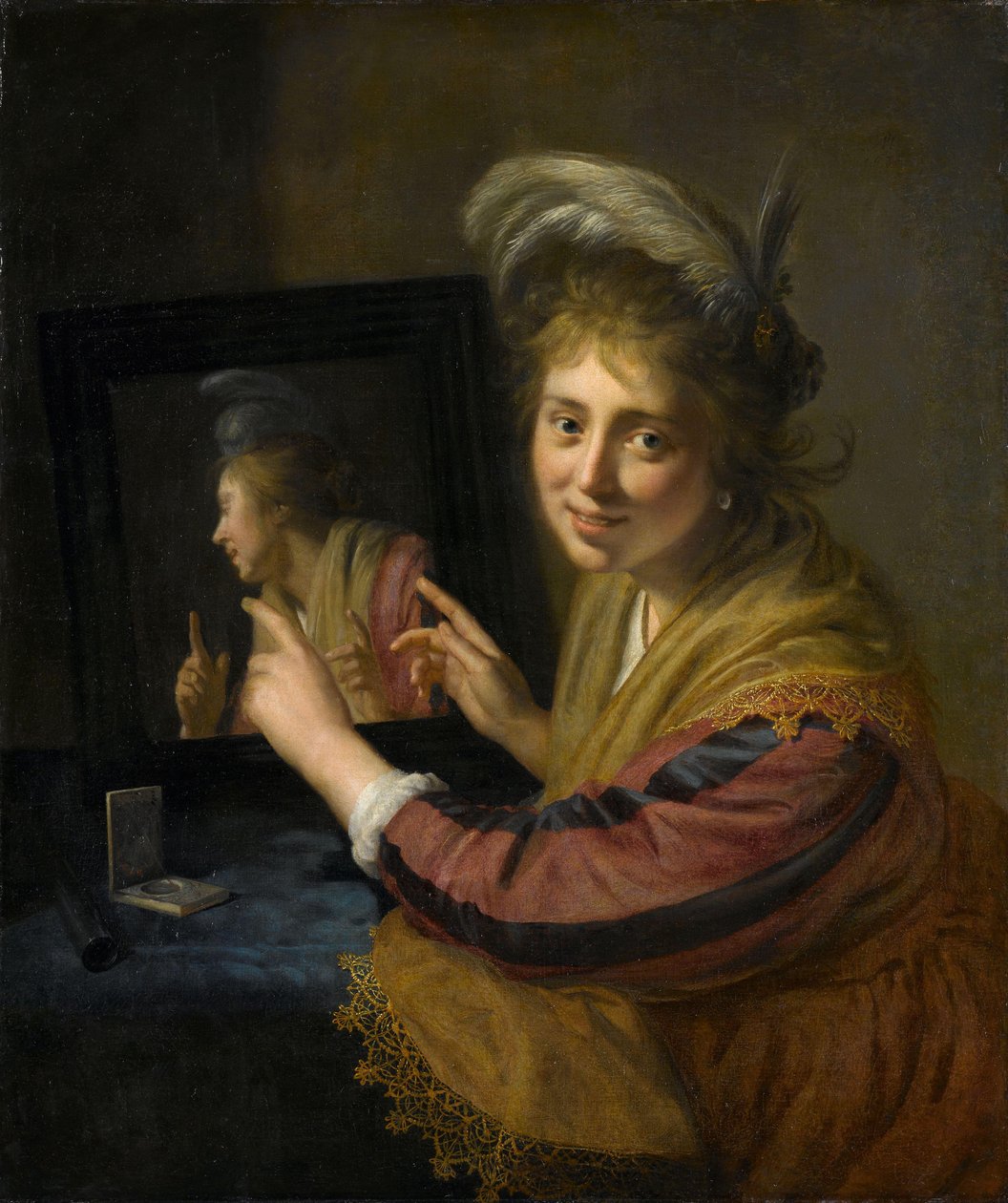 Mädchen am Spiegel von Paulus Moreelse