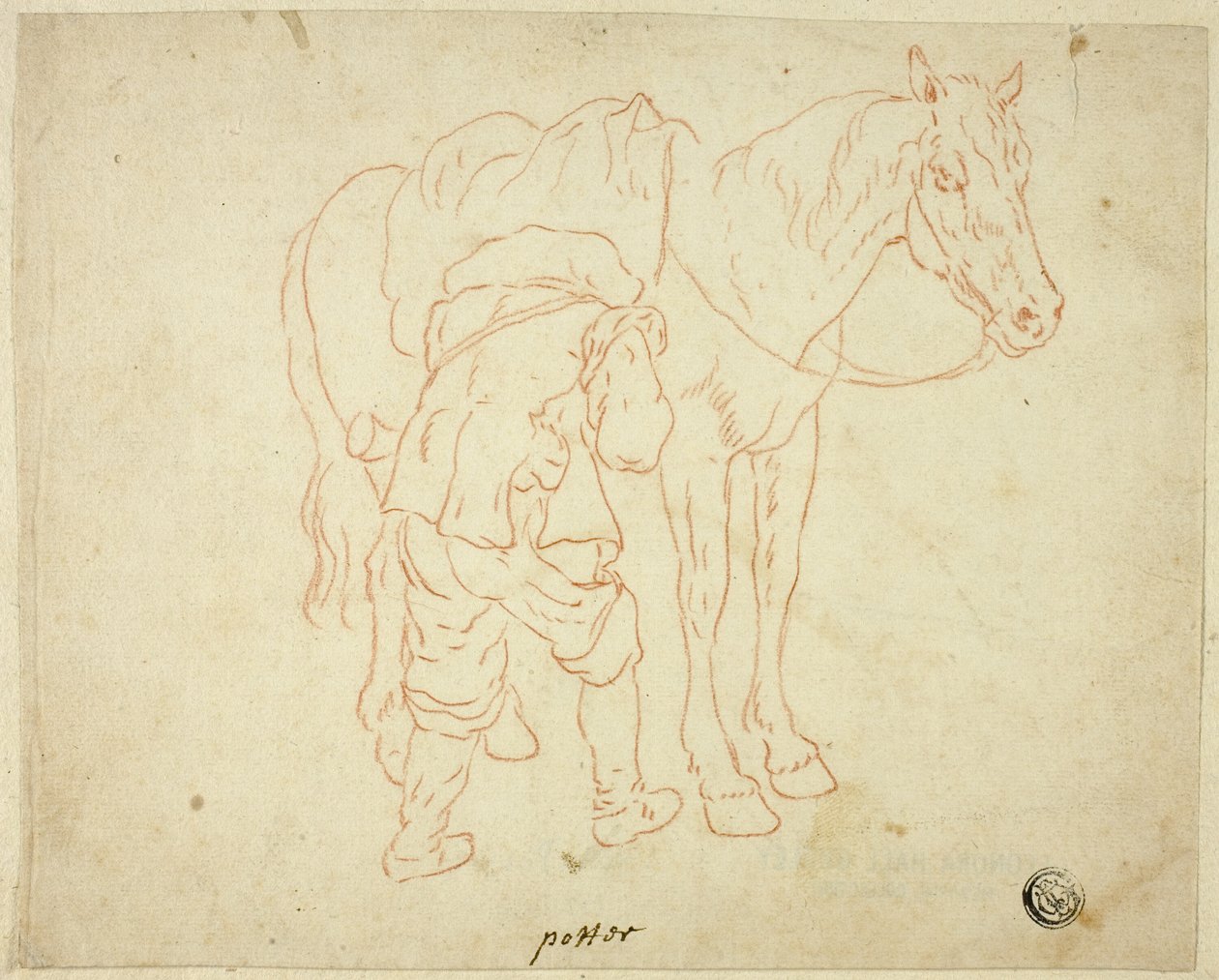 Mann, der den Sattel auf einem Pferd anpasst von Paulus Potter