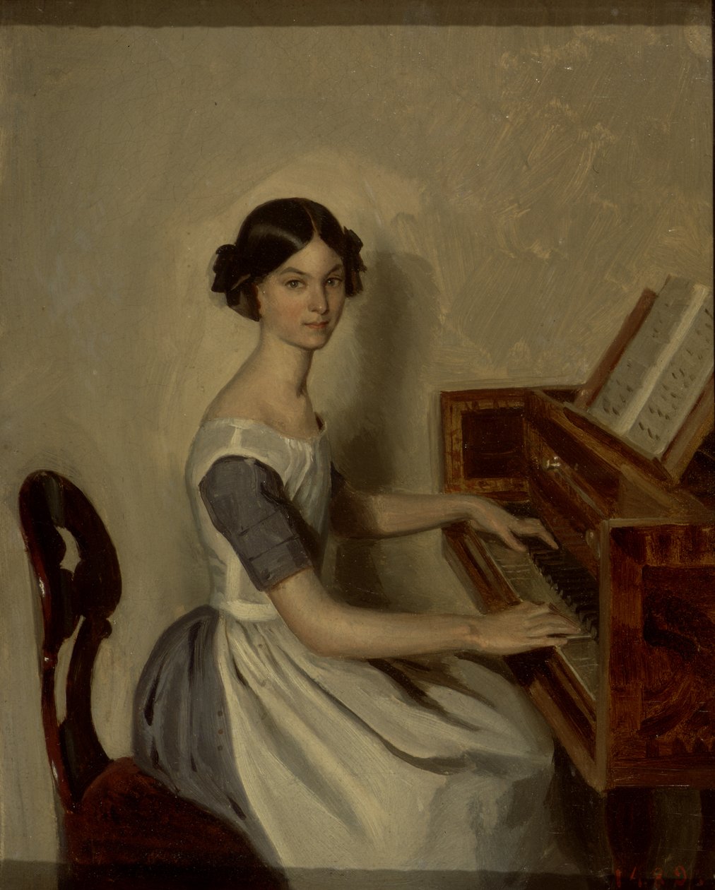 Porträt von Nadezhda P. Zhdanovich am Klavier, 1849 von Pavel Andreevich Fedotov