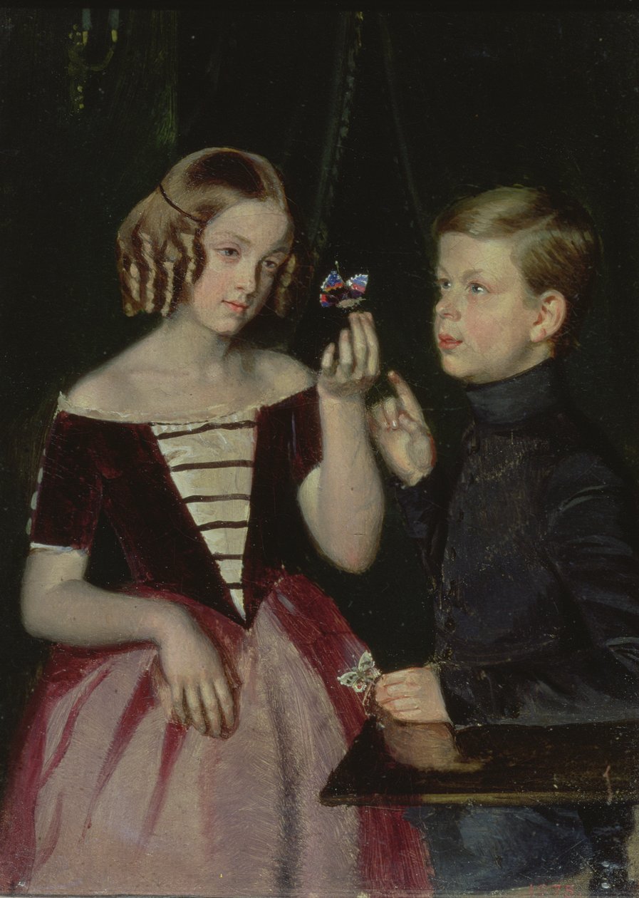 Porträt von Olga Ivanovna (1839-98) und Fedor Ivanov (1836-1903), 1851 von Pavel Andreevich Fedotov