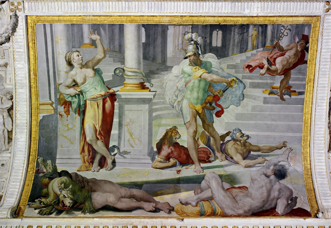 Odysseus und Circe, um 1550 (Fresko) von Pellegrino Tibaldi