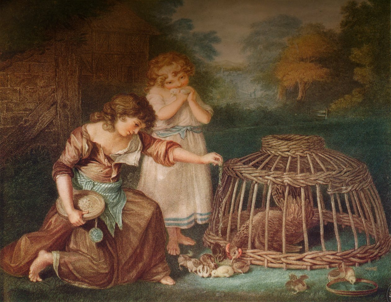 Hühner füttern, ca. 1788 von Peltro William Tomkins