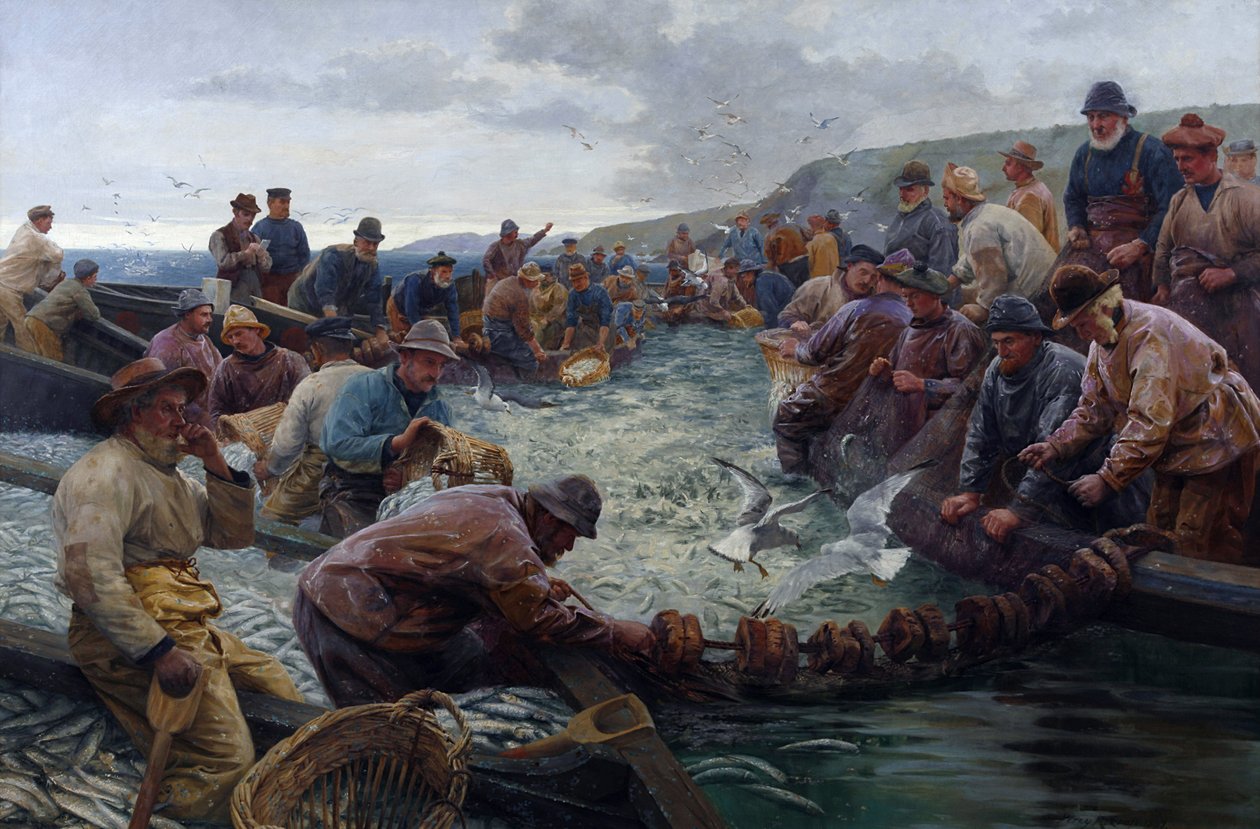 Ein Schwarm Pilchards einfangen, 1897 von Percy Robert Craft