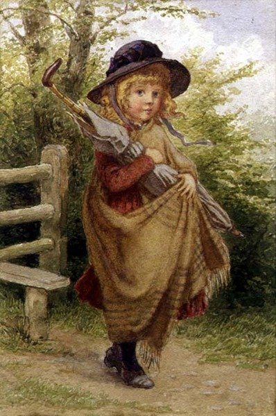 Mädchen mit Regenschirm von Percy Tarrant