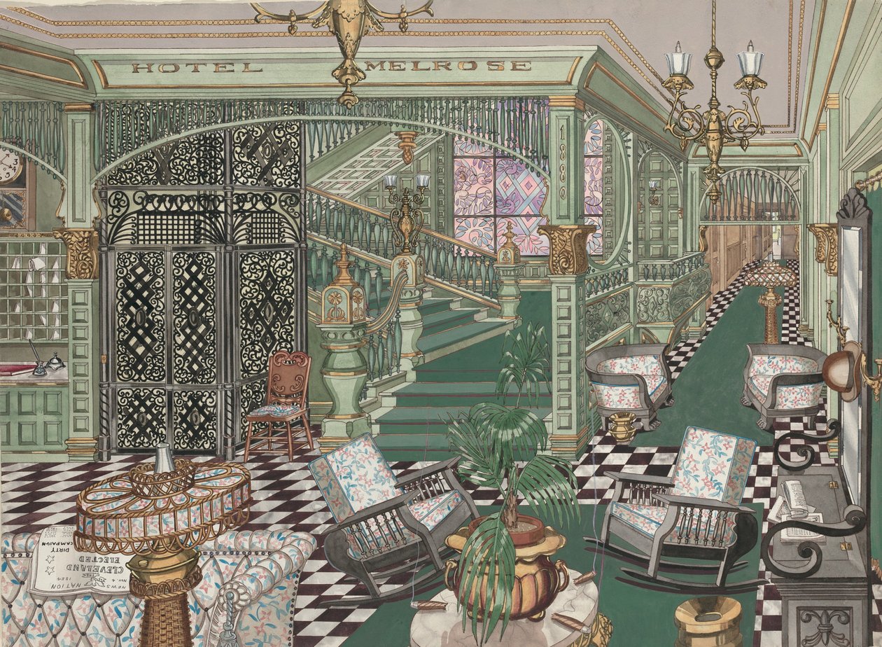 Melrose Hotel Lobby, 1880, ca. 1947 von Perkins Harnly