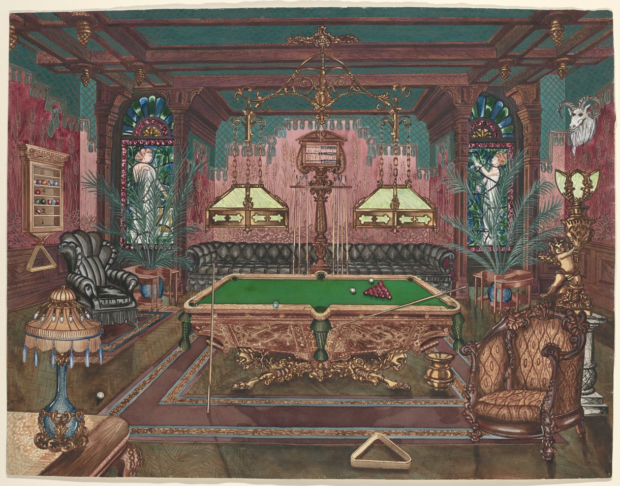 Billardzimmer, 1890 von Perkins Harnly