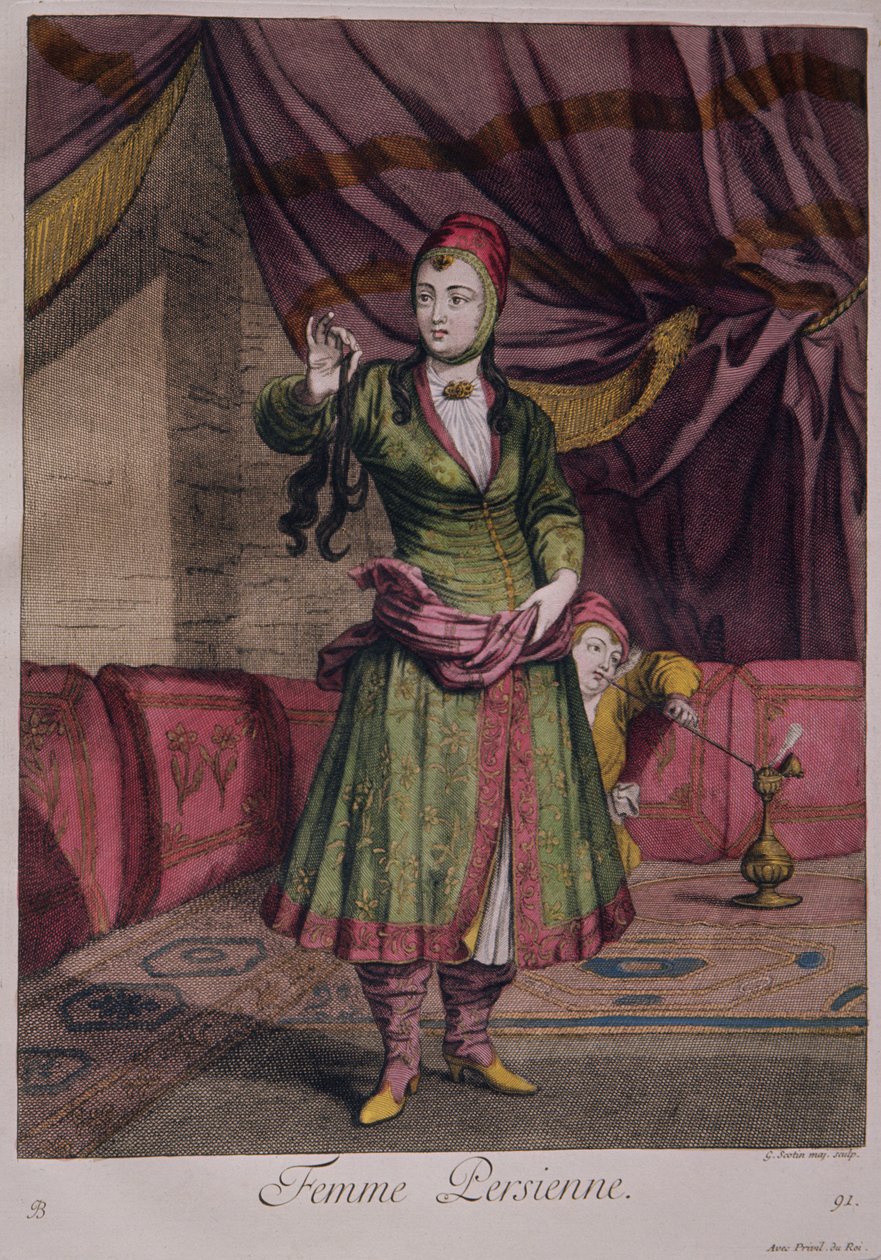 Porträt einer Dame aus dem Buch der Entwürfe, 1712-13 von Persian School