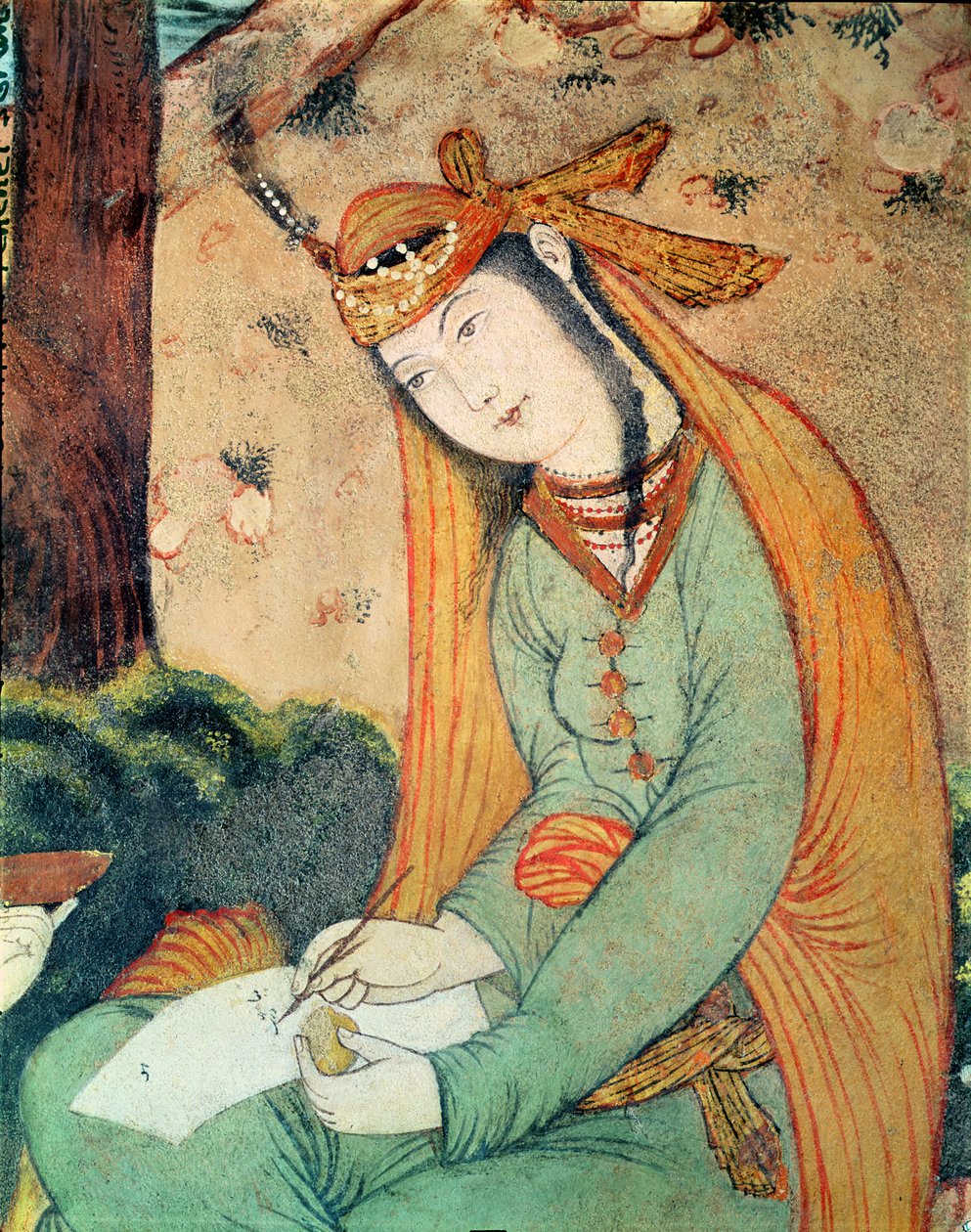 Frau schreibt im Hof von Shah Abbas I (1571-1629) 1585-1627 von Persian School