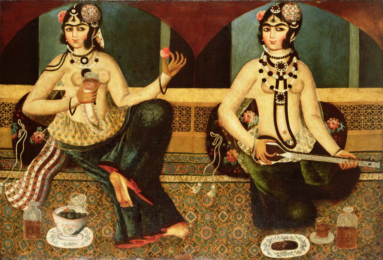 Zwei Haremsdamen, Qajar, Persisch, ca. 1811-14 von Persian School