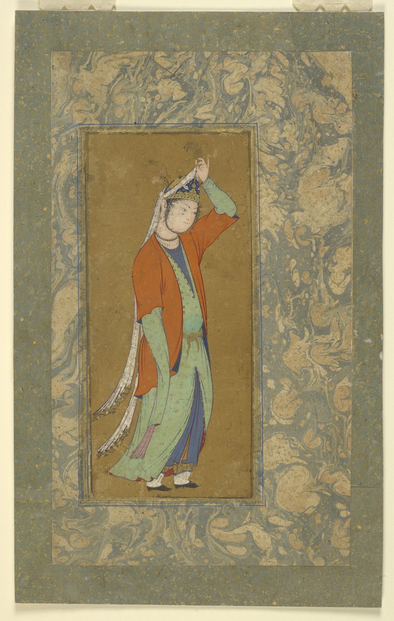 Frau richtet ihren Aigrette, ca. 1590 von Persian School