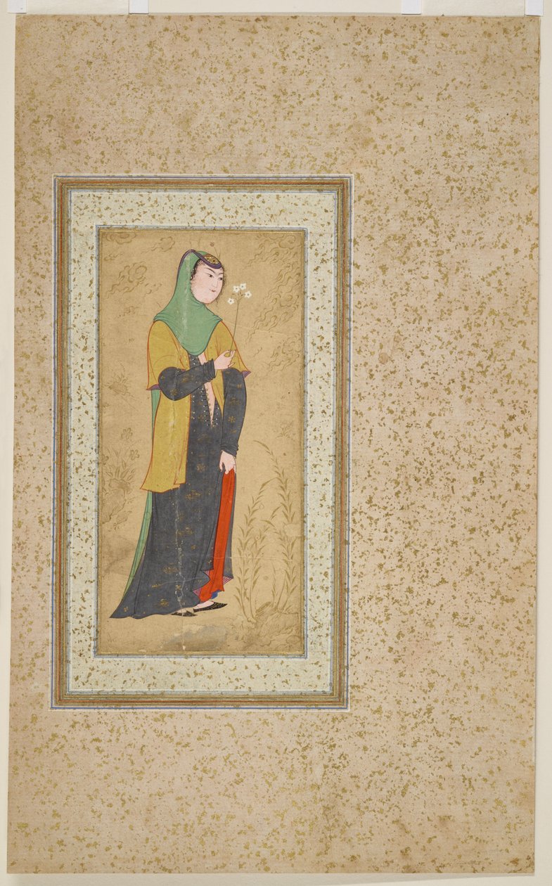Frau mit einem Blumenstrauß, ca. 1595 von Persian School