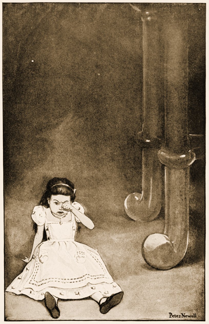 "Das arme kleine Ding setzte sich hin und weinte", Illustration für Lewis Carrolls "Alice im Wunderland", 1901 von Peter Newell