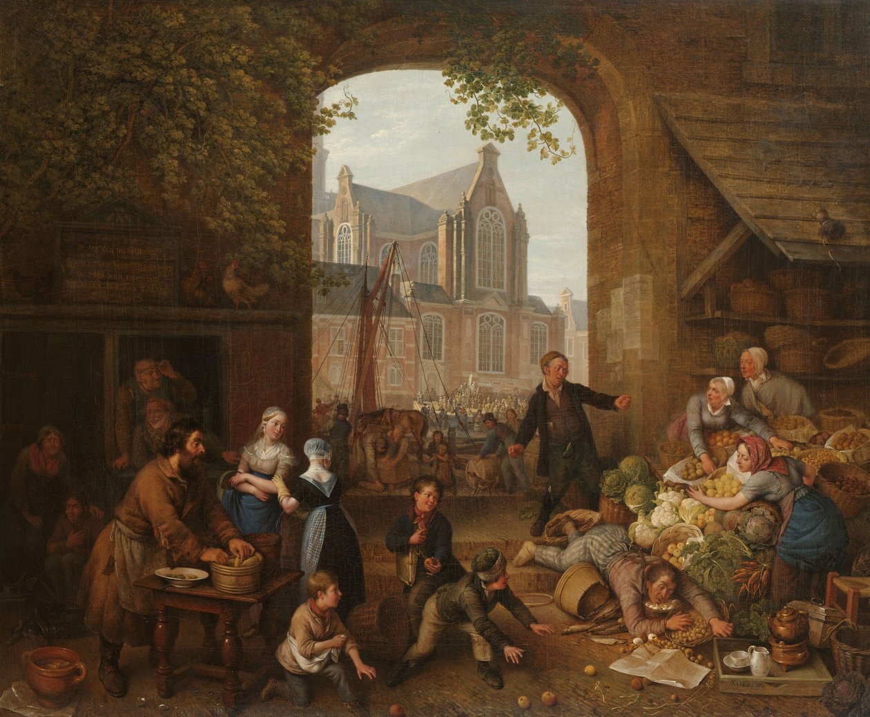 Zwei Betrunkene auf dem Markt bei der Westerkerk in Amsterdam von Peter Paul Joseph Noël