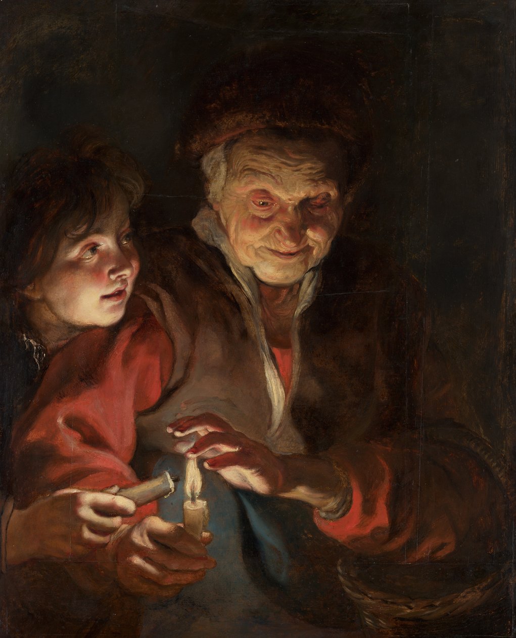 Alte Frau und Junge mit Kerzen von Peter Paul Rubens