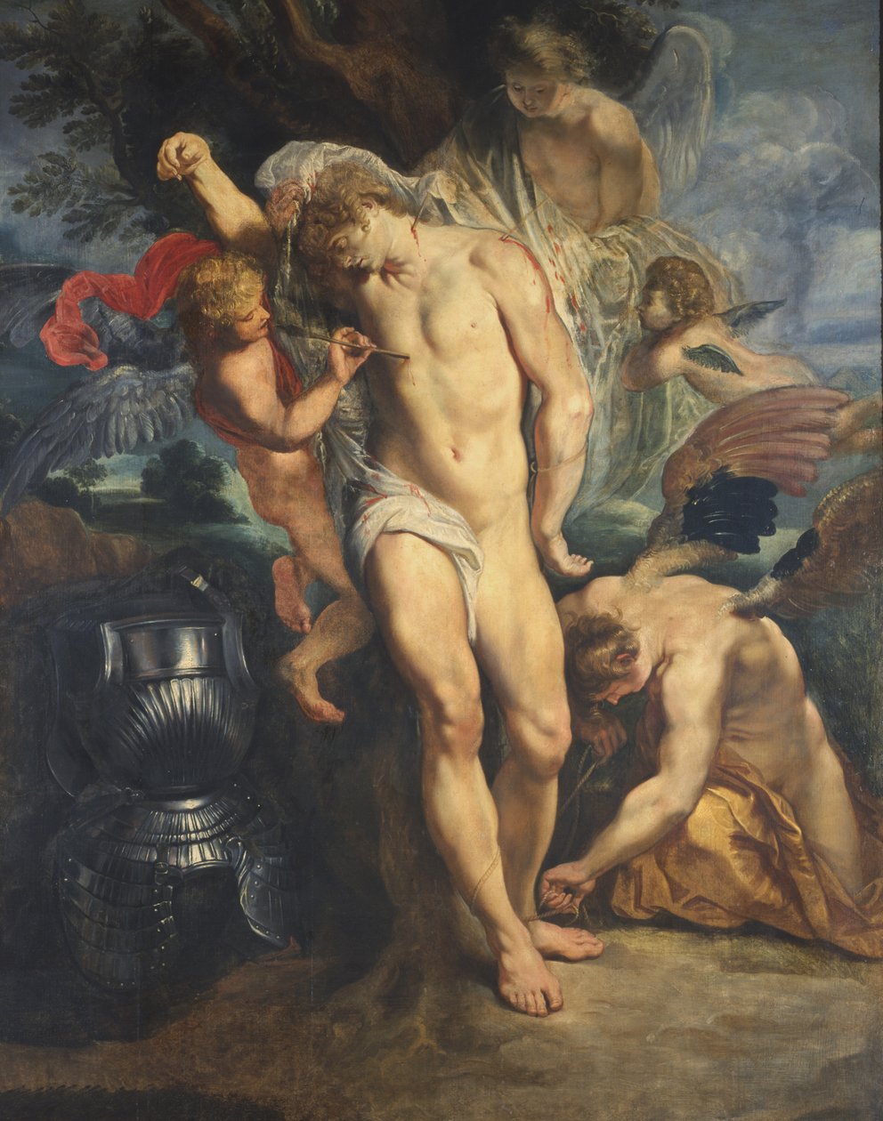 Heiliger Sebastian von Engeln gepflegt, 1601-02 von Peter Paul Rubens