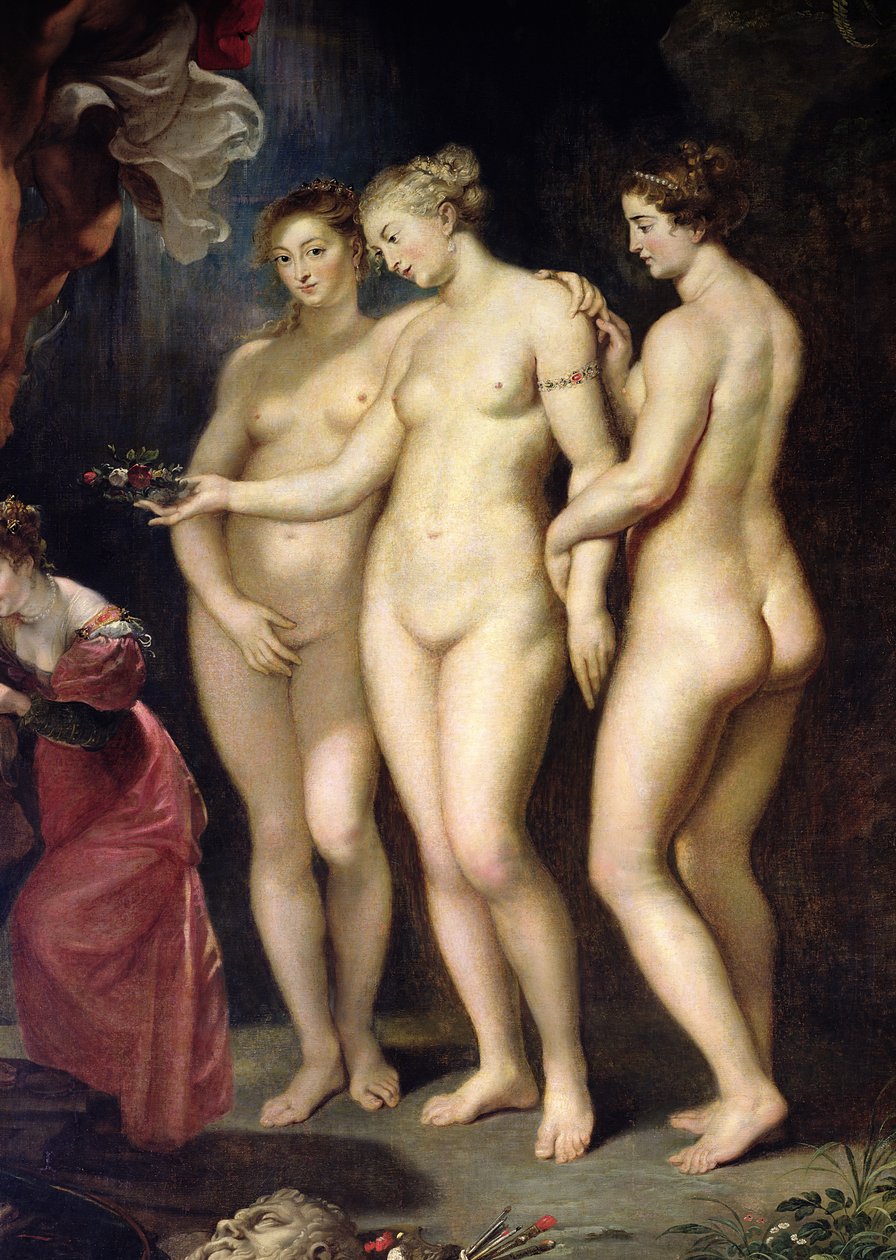 Der Medici-Zyklus: Erziehung von Marie de Medici, Detail der drei Grazien, 1621-25 (Detail) von Peter Paul Rubens
