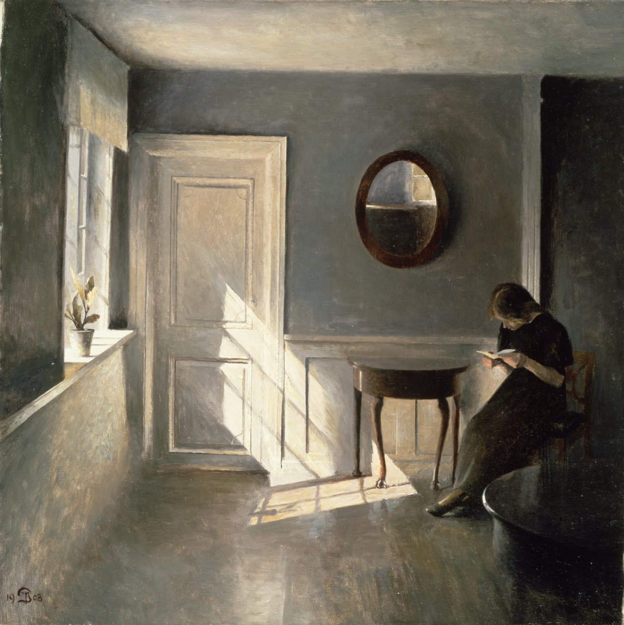 Mädchen liest einen Brief in einem Innenraum, 1908 von Peter Vilhelm Ilsted