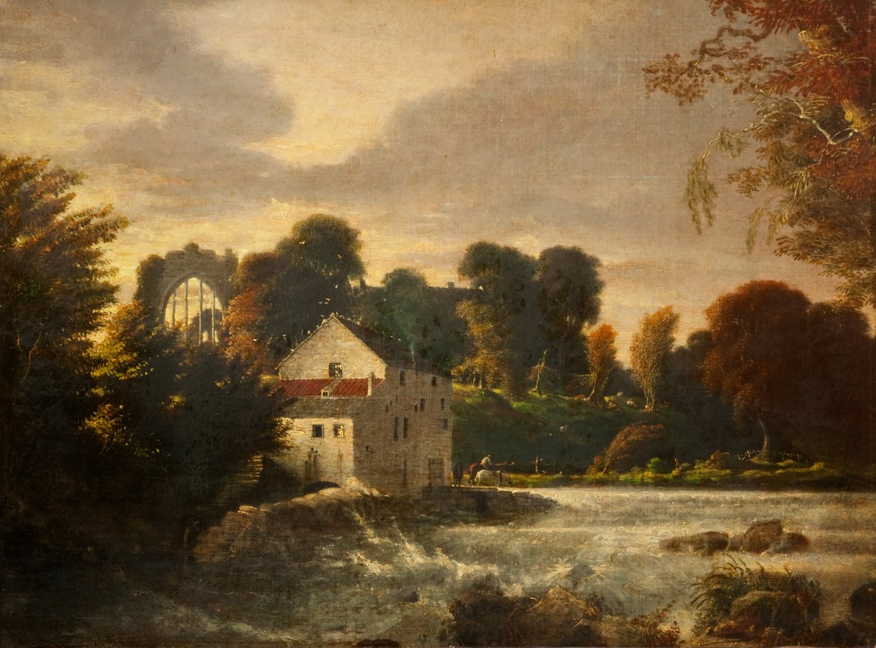 Eine Wassermühle in der Nähe der Egglestone Abbey, Durham, ca. 1814 von Peter de Wint