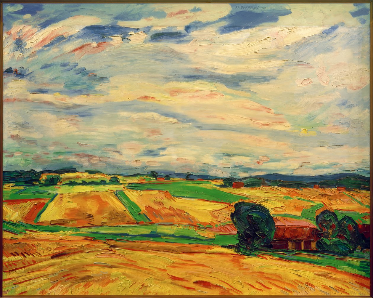 Landschaft mit Erntefeldern von Peter August Böckstiegel