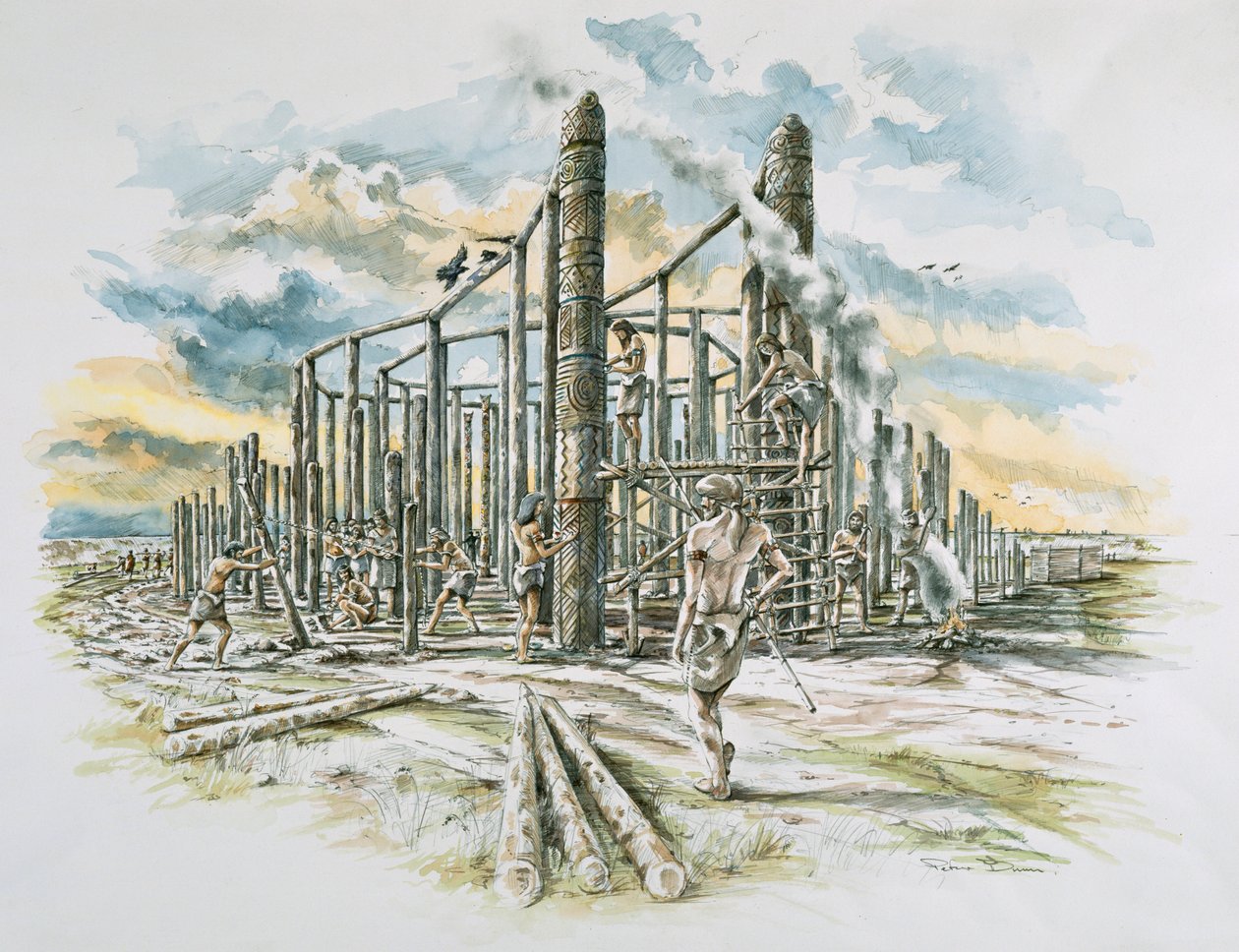 Durrington Walls, Wiltshire, ca. 2500 v. Chr., frühe 2000er von Peter Dunn