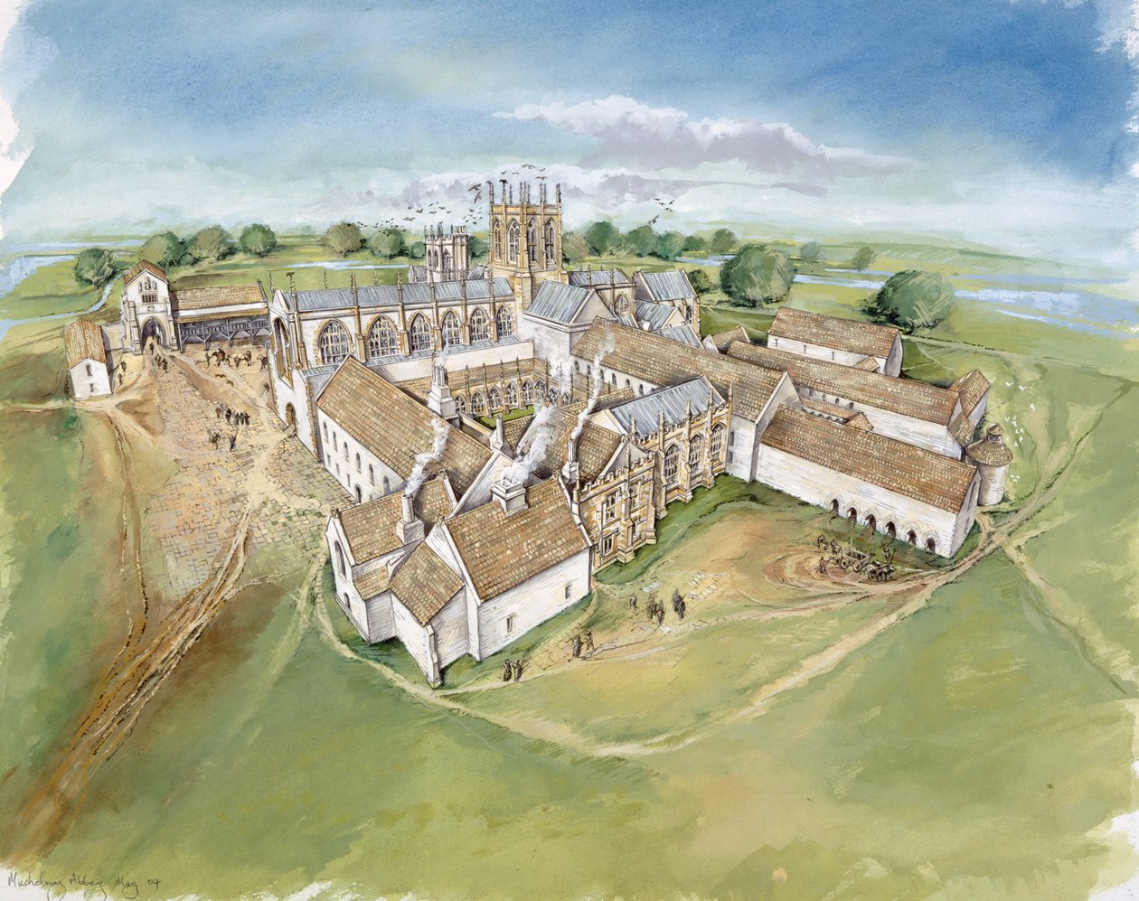 Muchelney Abbey, 16. Jahrhundert, ca. 1990-2010 von Peter Dunn