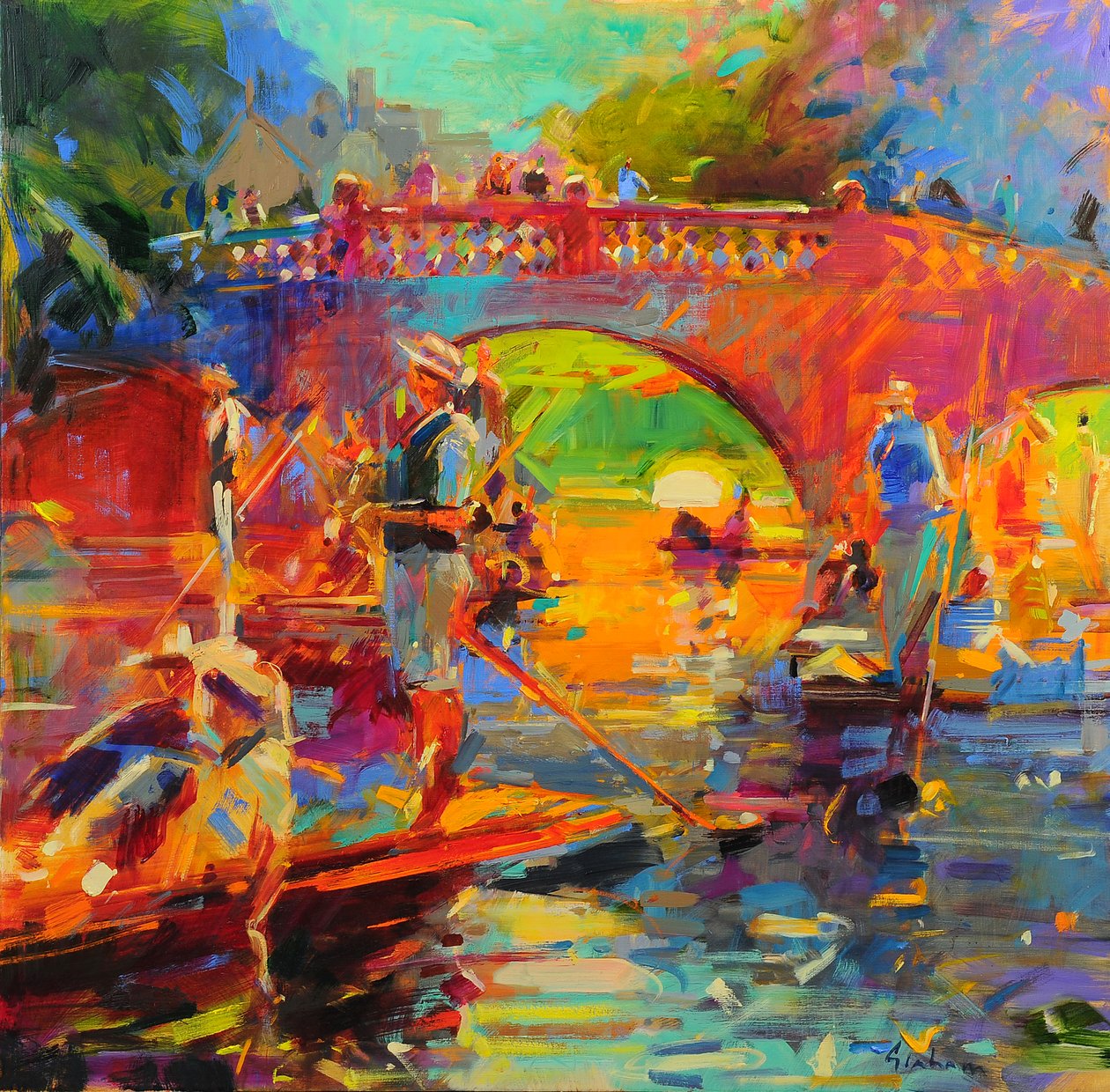 Punts, Clare Bridge von Peter Graham (Contemporary)