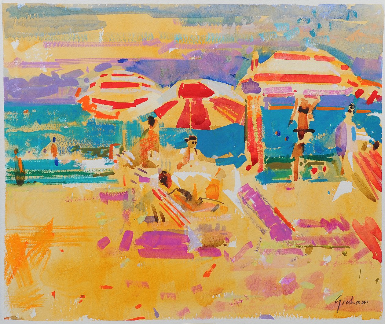 Rote Sonnenschirme, Miami von Peter Graham (Contemporary)
