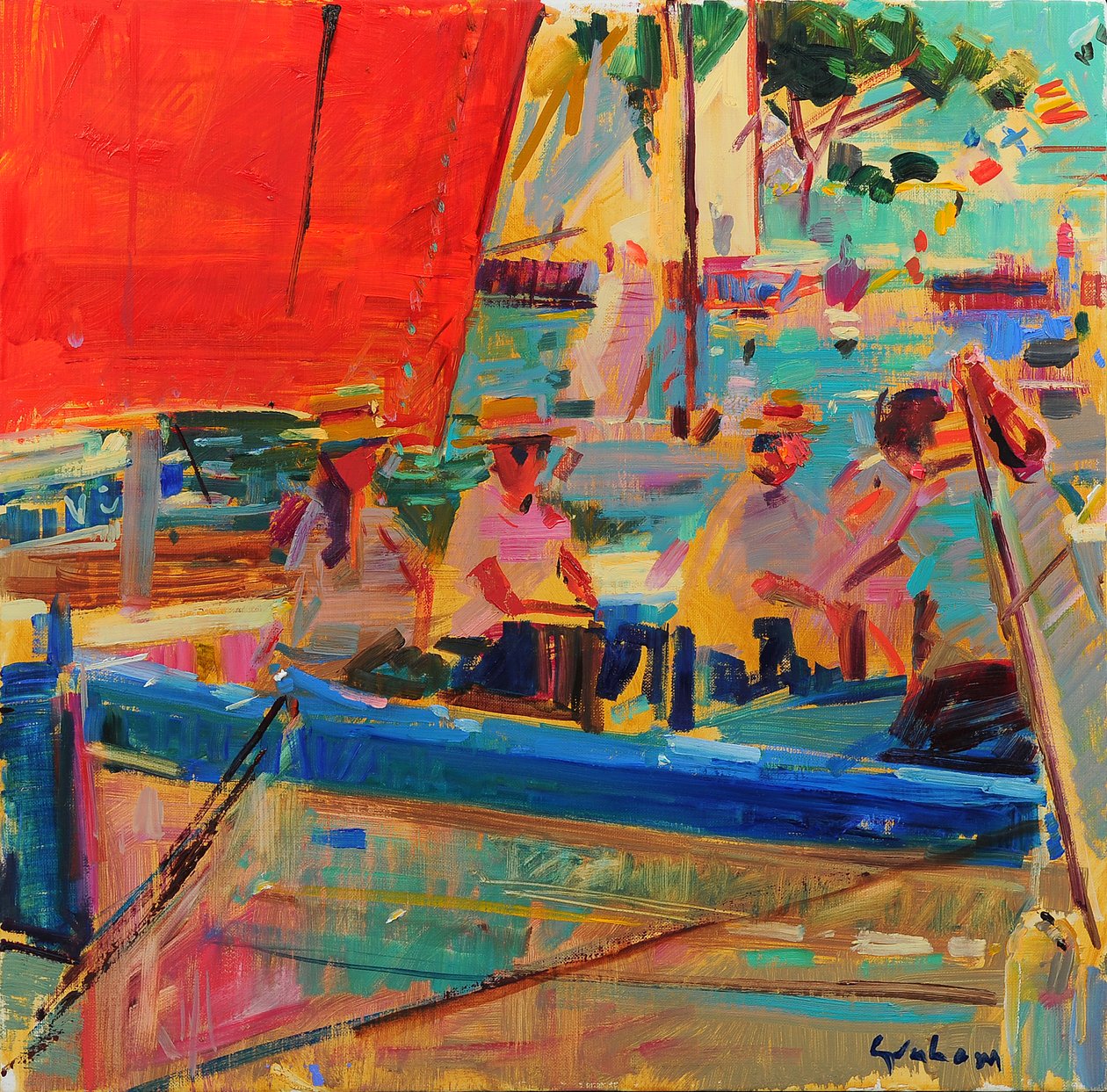 Schimmerndes Meer Saint Tropez von Peter Graham (Contemporary)