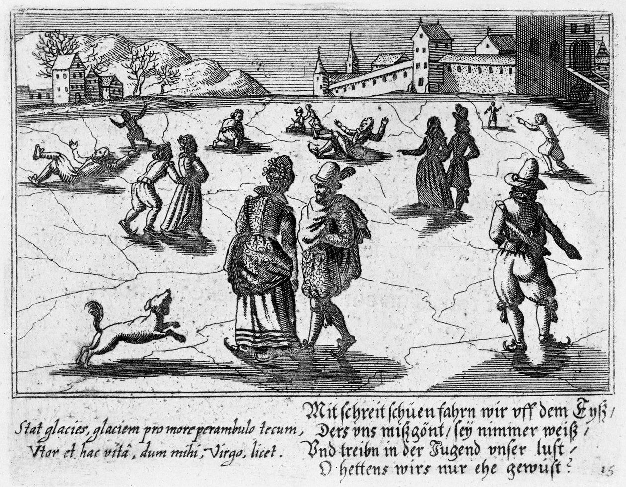 Paare beim Schlittschuhlaufen, ca. 1650 von Peter I Rollos