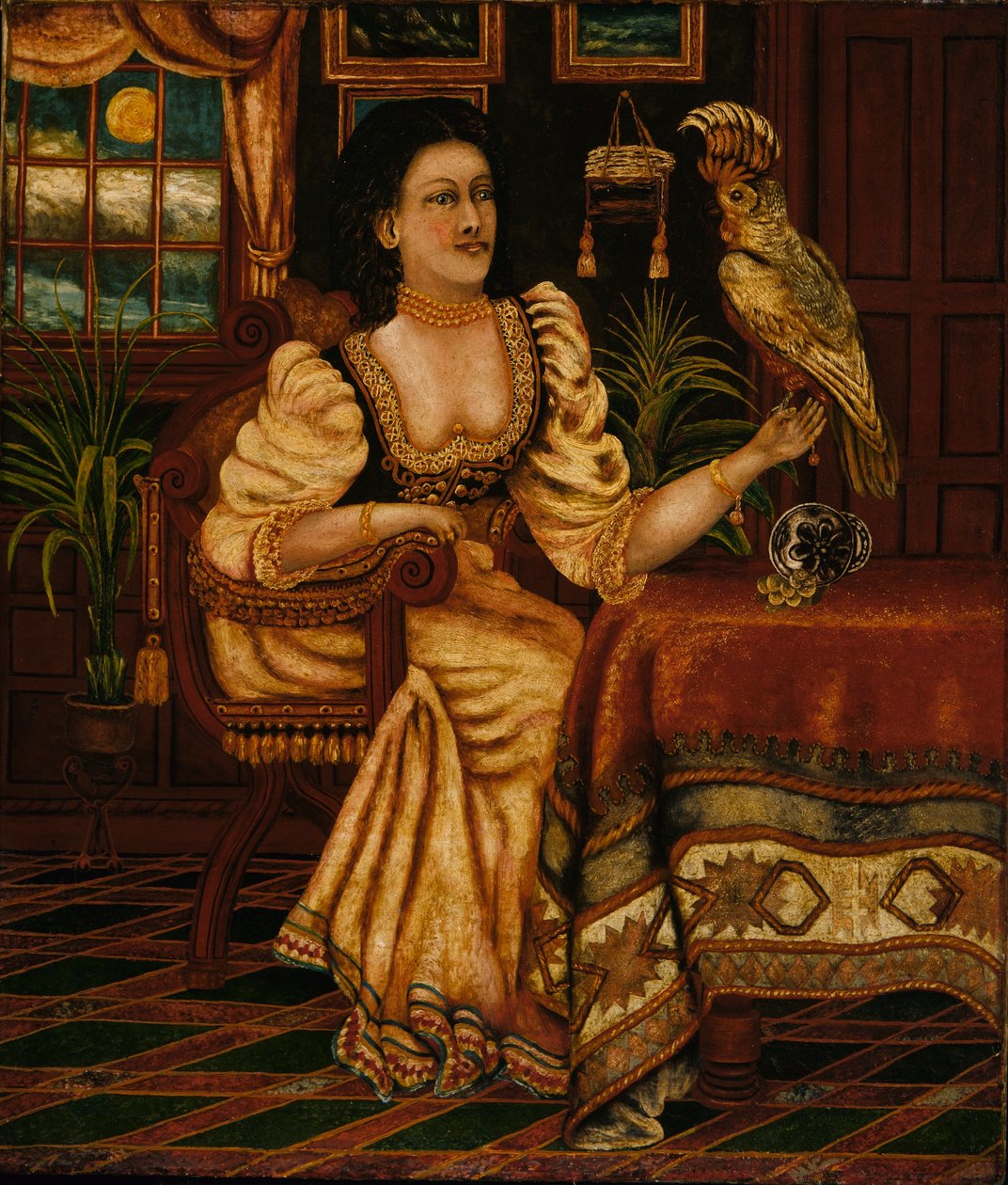 Frau mit Kakadu von Peter Oliver Foss