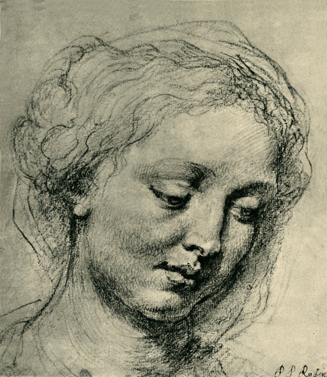 Kopf einer Frau, ca. 1630, 1943 von Peter Paul Rubens
