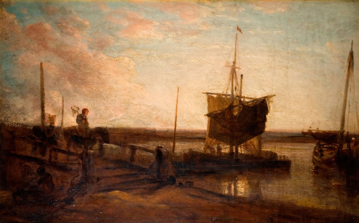 Steg mit Booten, 1800-50 von Peter de Wint