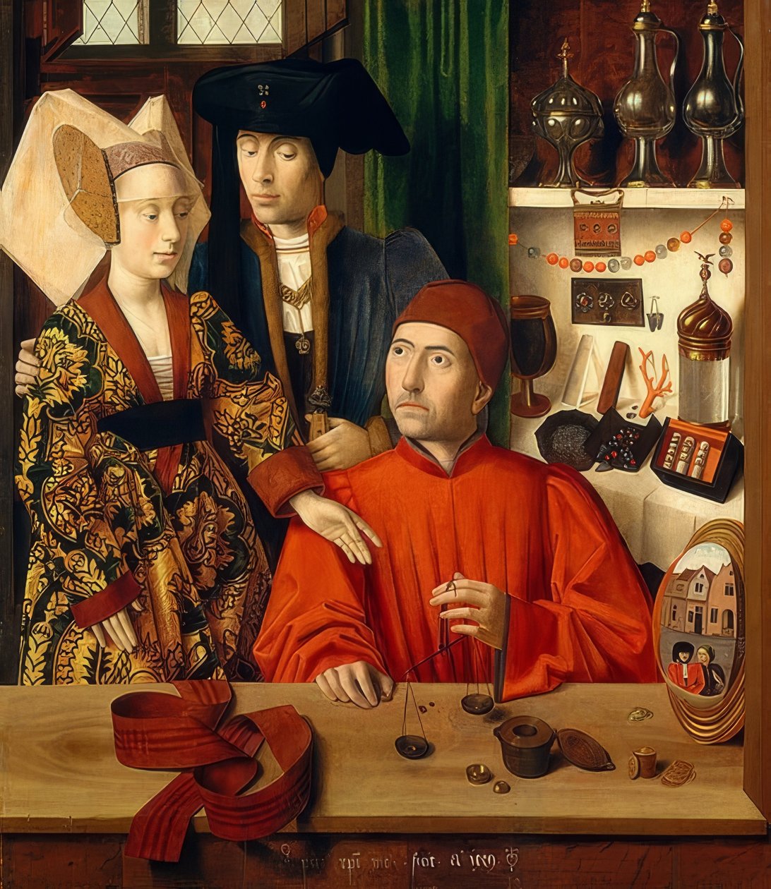 Goldschmied in seinem Laden von Petrus Christus