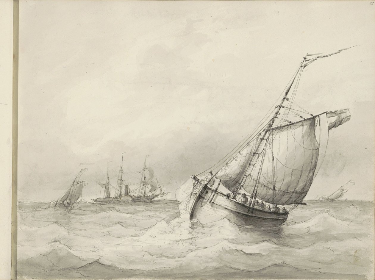 Segelschiffe auf See von Petrus Johannes Schotel (circle of)