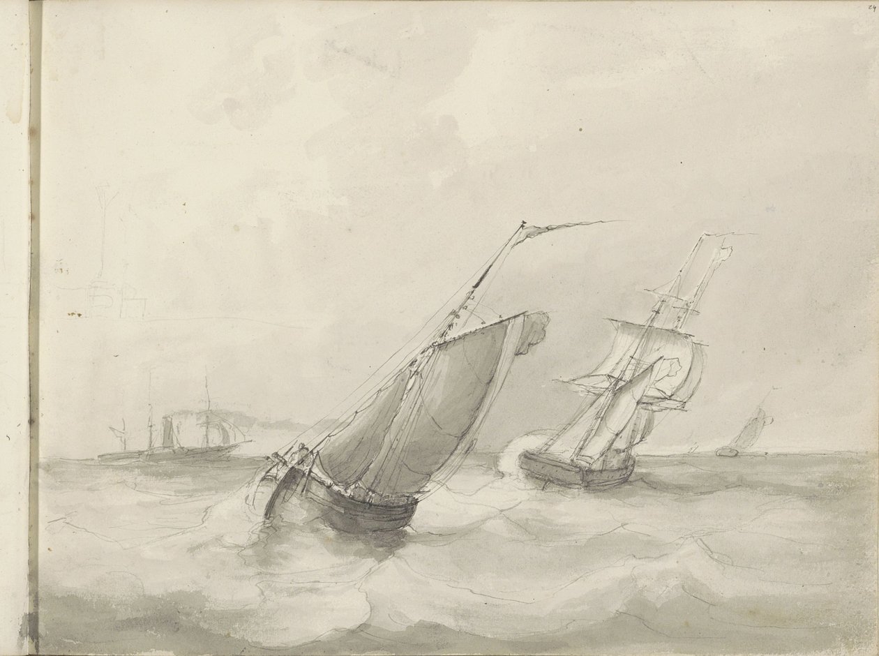 Segelschiffe auf See von Petrus Johannes Schotel (circle of)