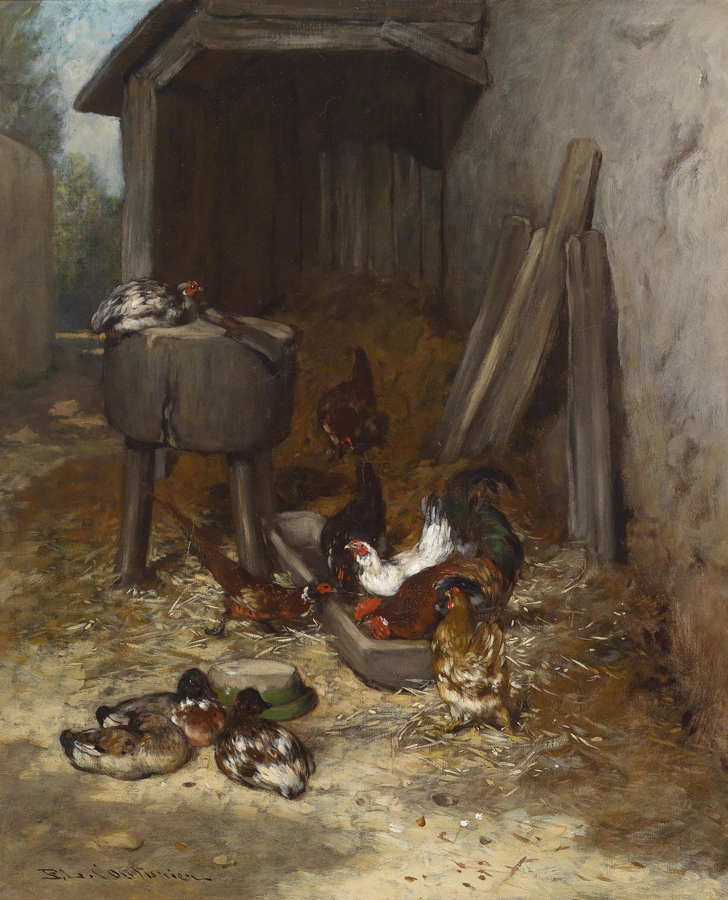 Hühner im Stall von Philibert Leon Couturier