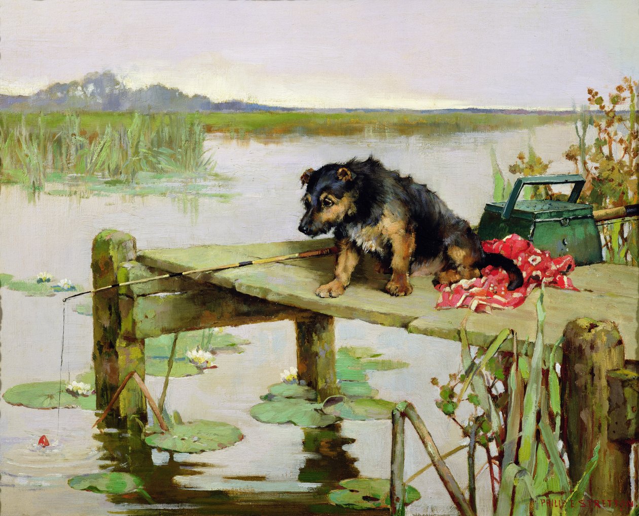 Terrier - Angeln, ca. 1890 von Philip Eustace Stretton