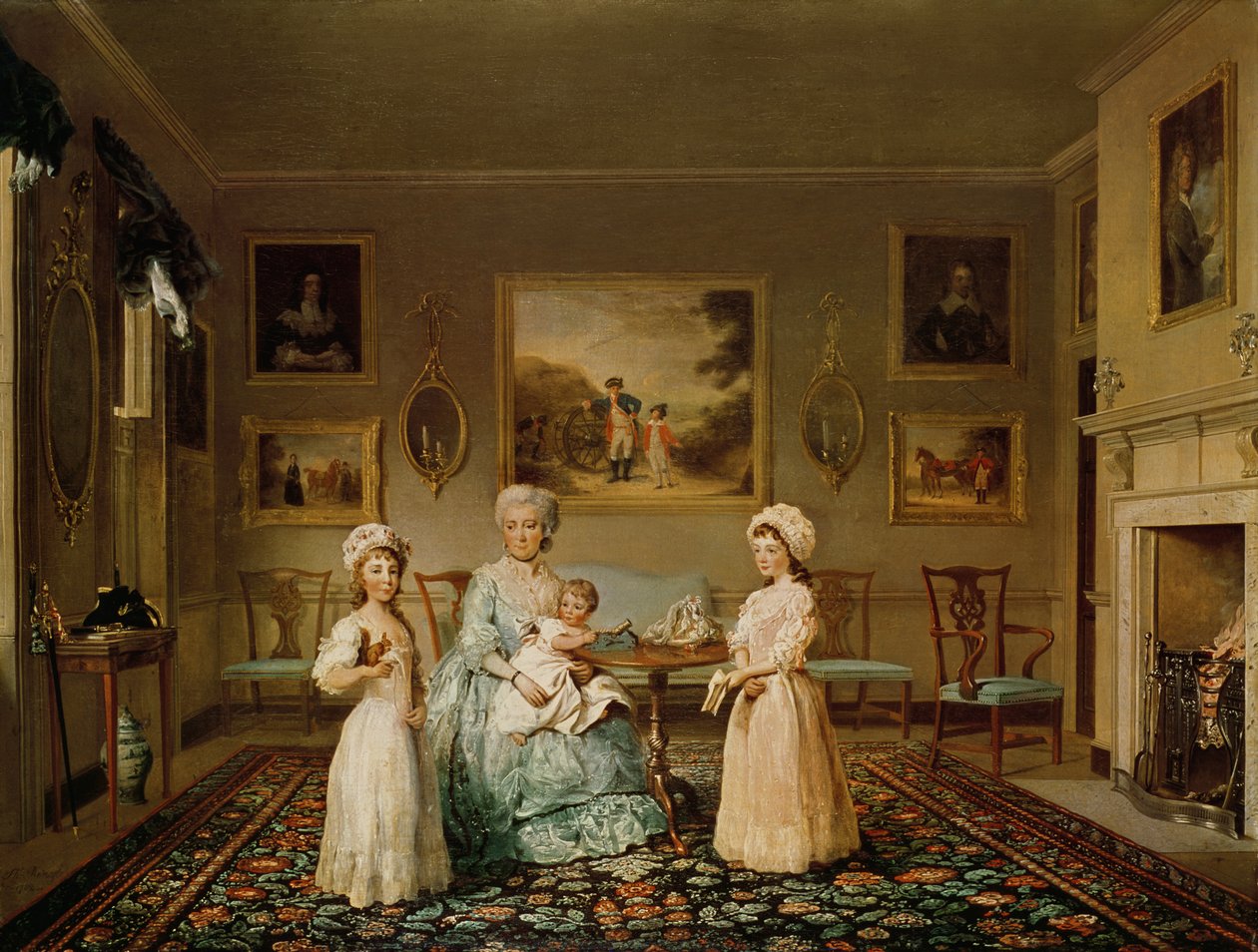 Mrs. Congreve und ihre Kinder in ihrem Londoner Wohnzimmer, 1782 von Philip Reinagle