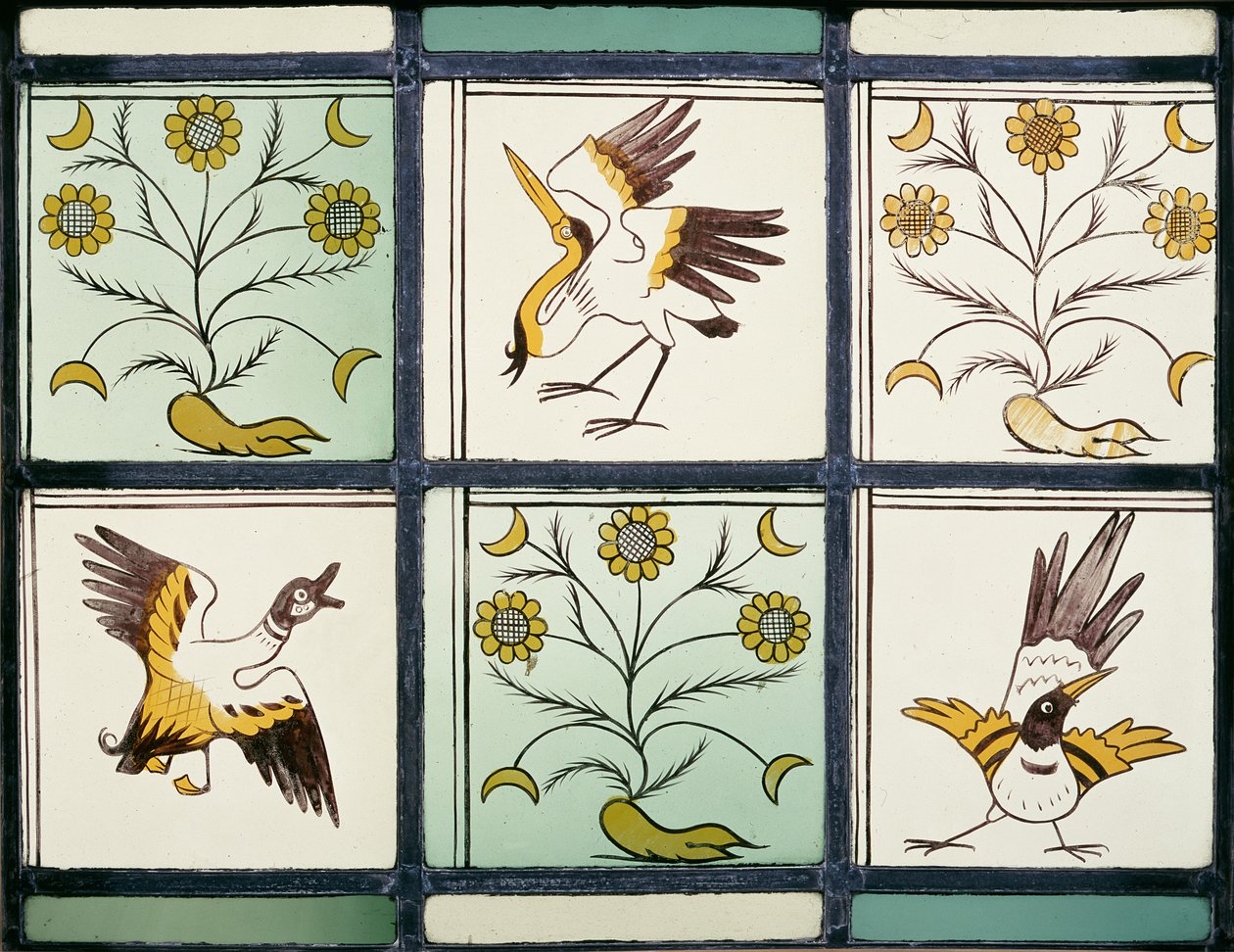 Fenster mit Vögeln und Blumen von Philip Webb
