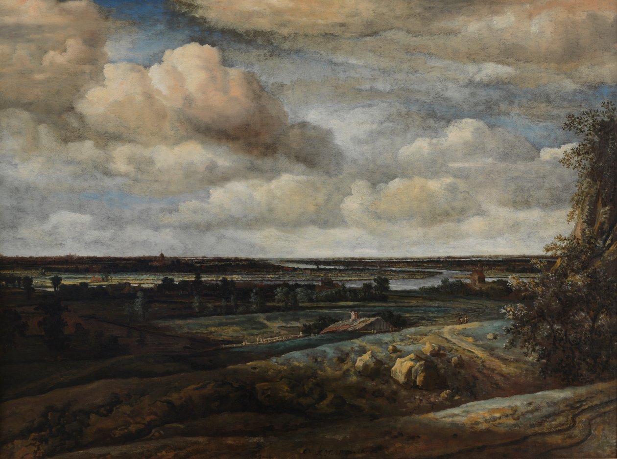 Holländische Panoramalandschaft mit einem Fluss von Philip de Koninck