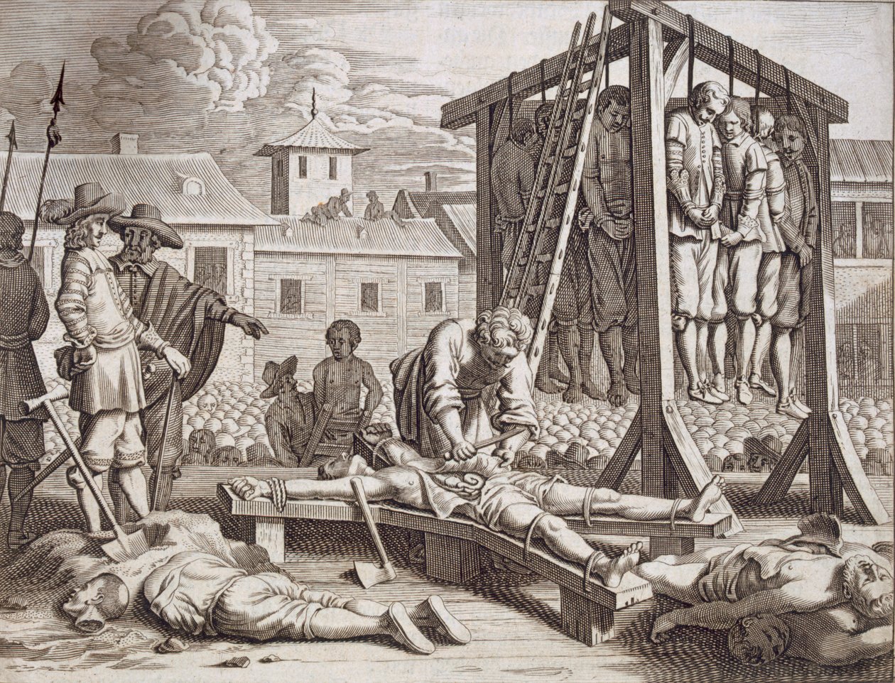 Hinrichtungen und Folter, veröffentlicht 1672 von Philip Baldaeus