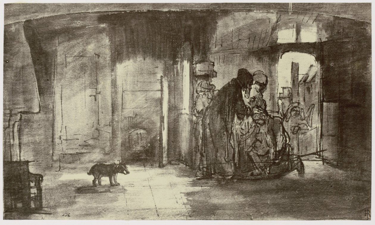 Rembrandt, Tobit segnet Tobias von Philip Henry Delamotte