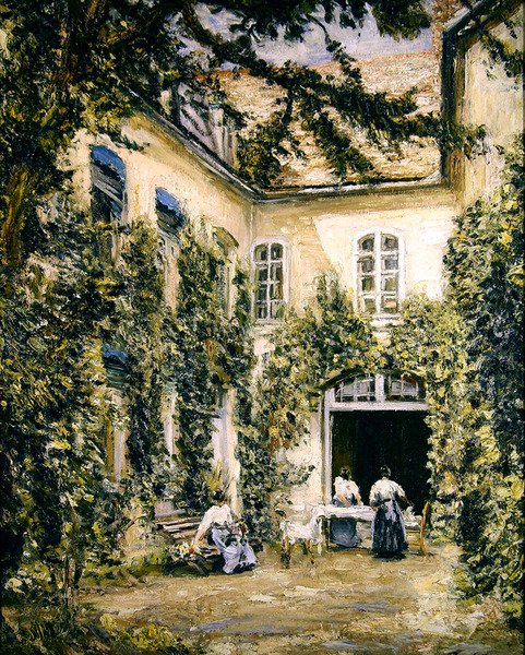 Figuren in einem Hof, Montreuil-sur-Mer von Philip Wilson Steer