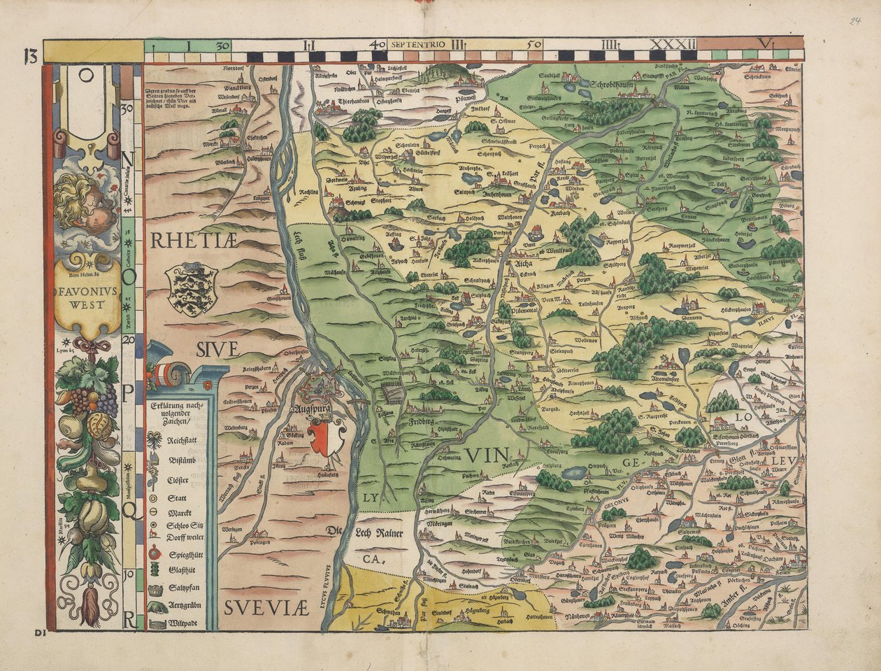 Bairische Landtafeln von 1568 (Tafel 13) von Philipp Apian