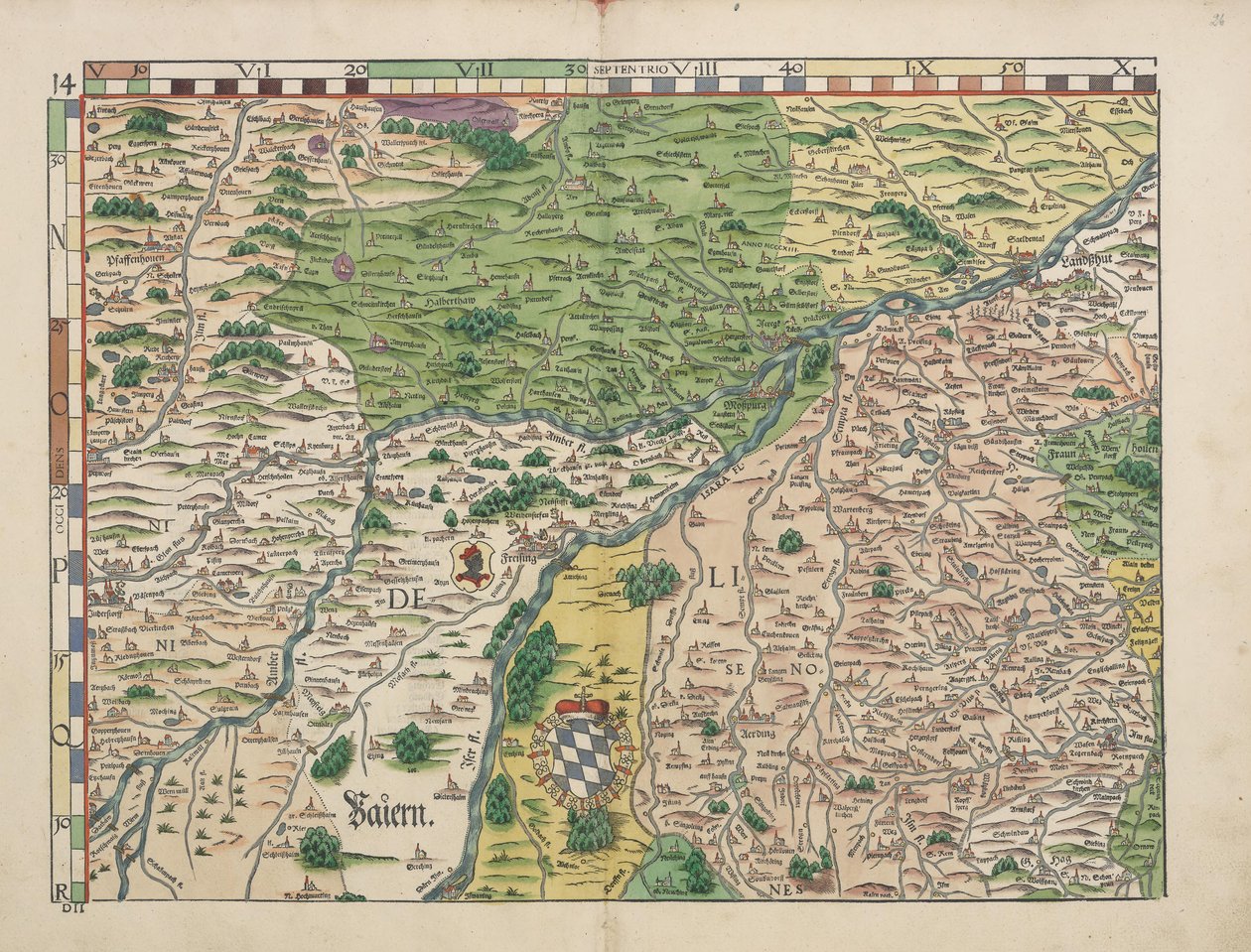 Bairische Landtafeln von 1568 (Tafel 14) von Philipp Apian