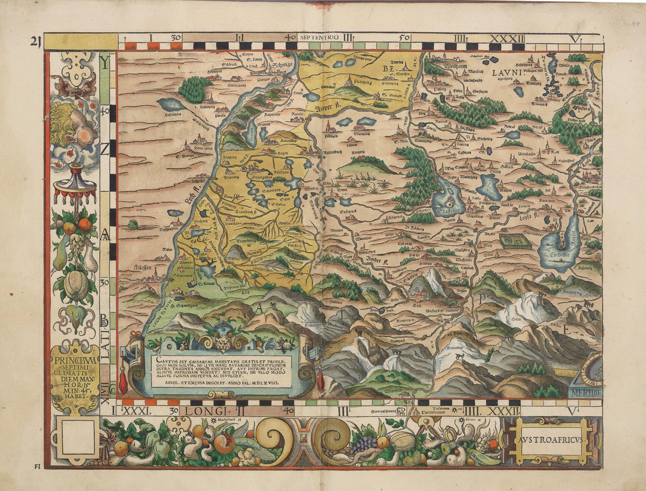 Bairische Landtafeln von 1568 (Tafel 21) von Philipp Apian