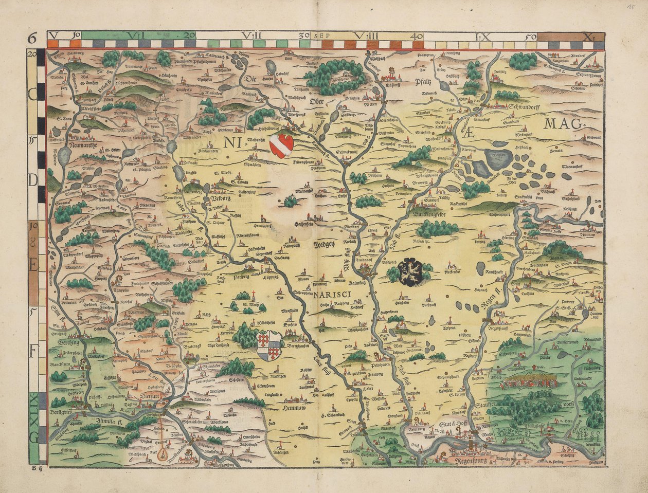 Bairische Landtafeln von 1568 (Tafel 6) von Philipp Apian